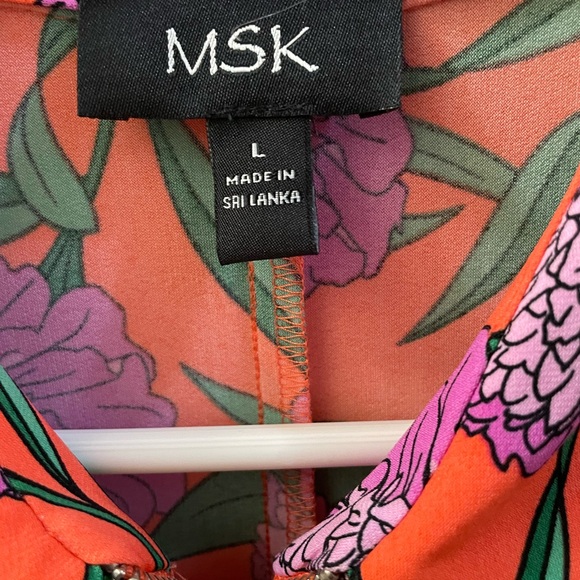 MSK Orange Dress with Purple Floral Design - Picture 2 of 4